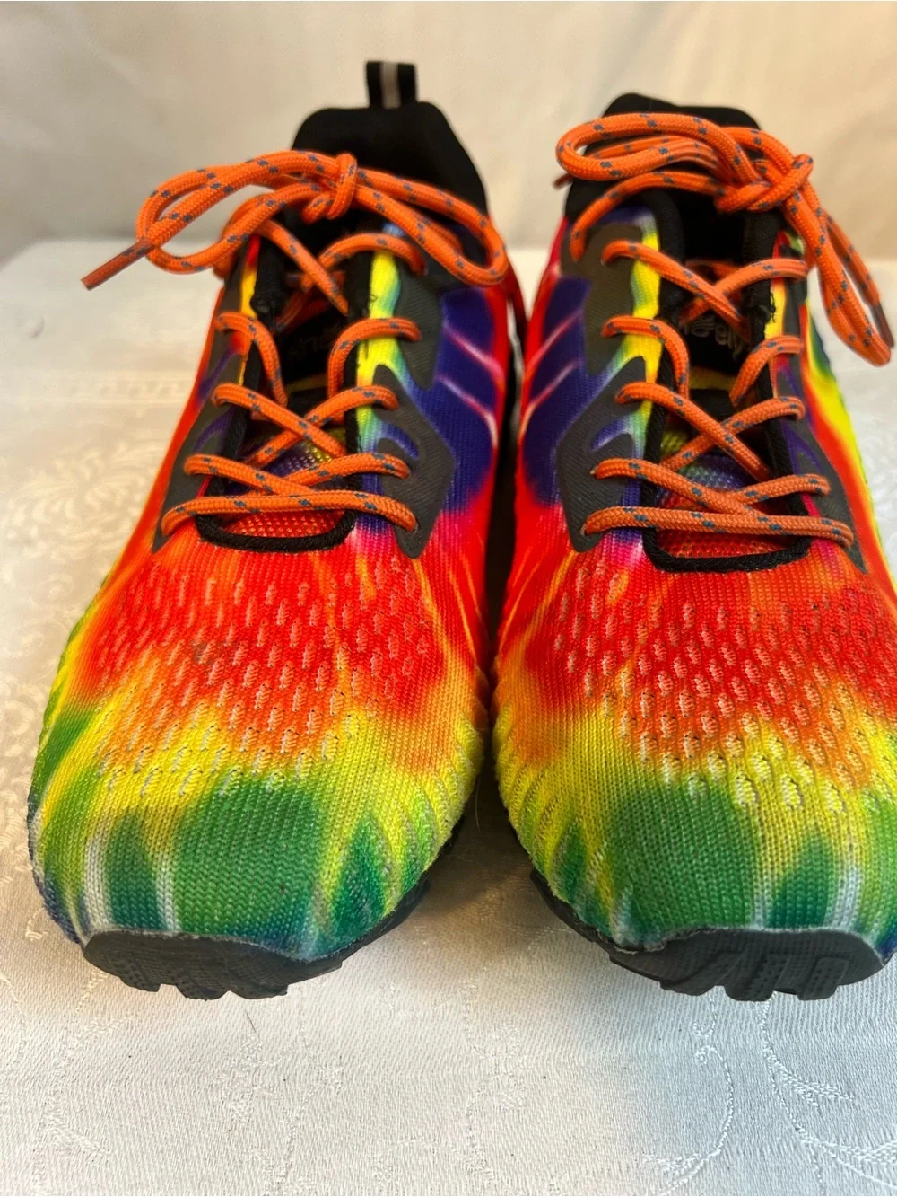 Kricely Men’s Sneakers Running Walking Hiking Shoes Tie Dye Lace Up US 7